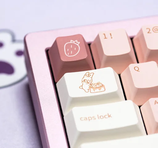 Strawberry Bunny PBT Keycaps thumbnail 4