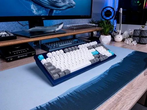 Grey, White, Blue PBT Keycaps thumbnail 3