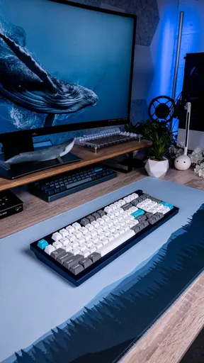 Grey, White, Blue PBT Keycaps thumbnail 5